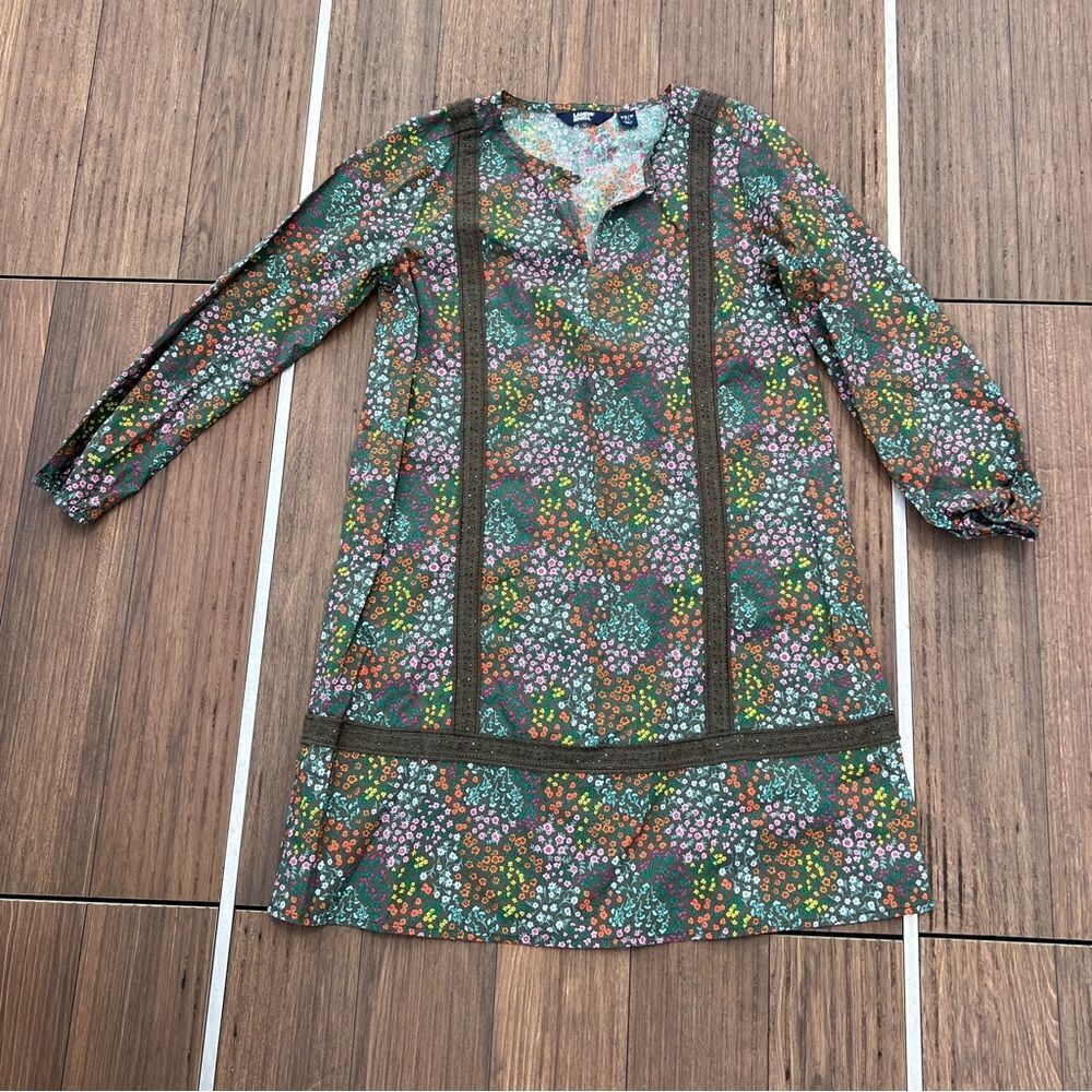 Lands’ End | Floral Detailed Tunic Dress | Size: XS PETITE  | Color: Green
